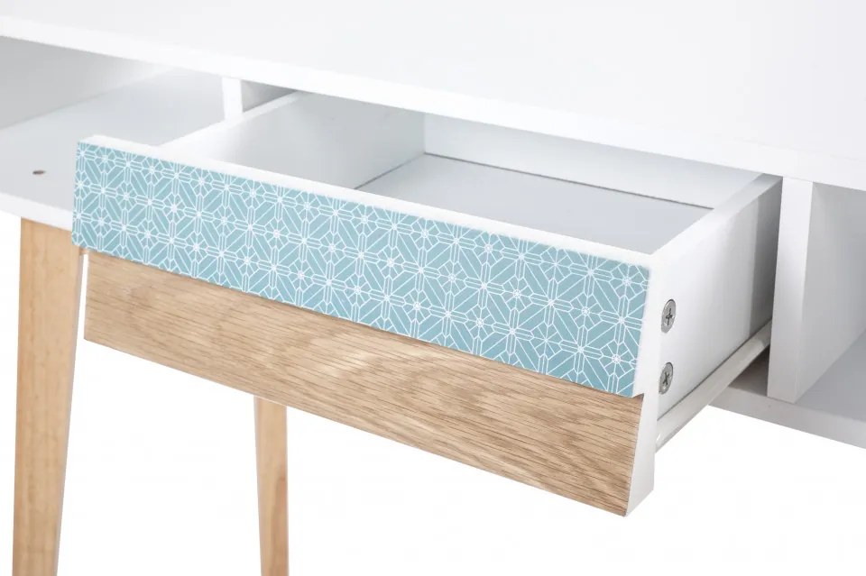 Consola Megan Alb / Albastru / Lemn