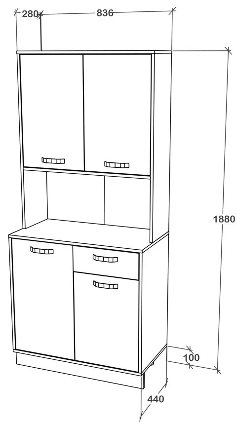 Bufet haaus Oma, Antracit/Alb, L 84 cm