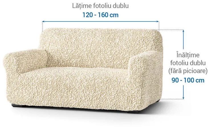 Huse bielastice FUCO bumbac bio smântânii fotoliu dublu (l. 120 - 160 cm)