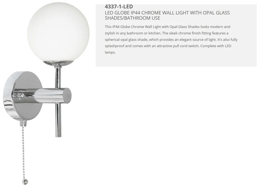 Aplica de perete pentru baie IP44 Global 4337-1-LED SRT