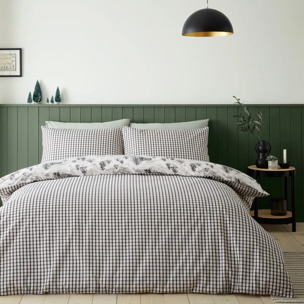 Lenjerie de pat bej din flanelă pentru pat dublu, extinsă 230x220 cm Alpine Vilage – Catherine Lansfield