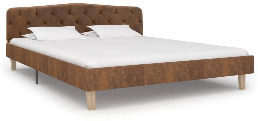 284939 vidaXL Cadru de pat, maro, 140x200 cm, piele întoarsă ecologică