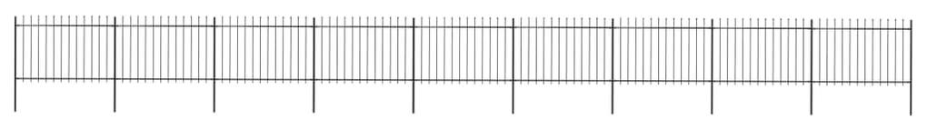 Gard de gradina cu varf sulita, negru, 15,3 x 1,2 m, otel 1, 1.2 m, 15.3 m