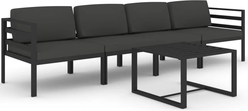 vidaXL Set mobilier de grădină cu perne, 5 piese, antracit, aluminiu