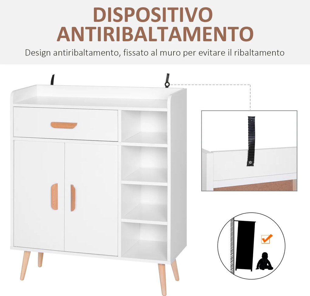 HOMCOM Mobilier Multifuncțional Compact pentru Hol, 80x29.5x96cm, Design Modern, Alb | Aosom Romania