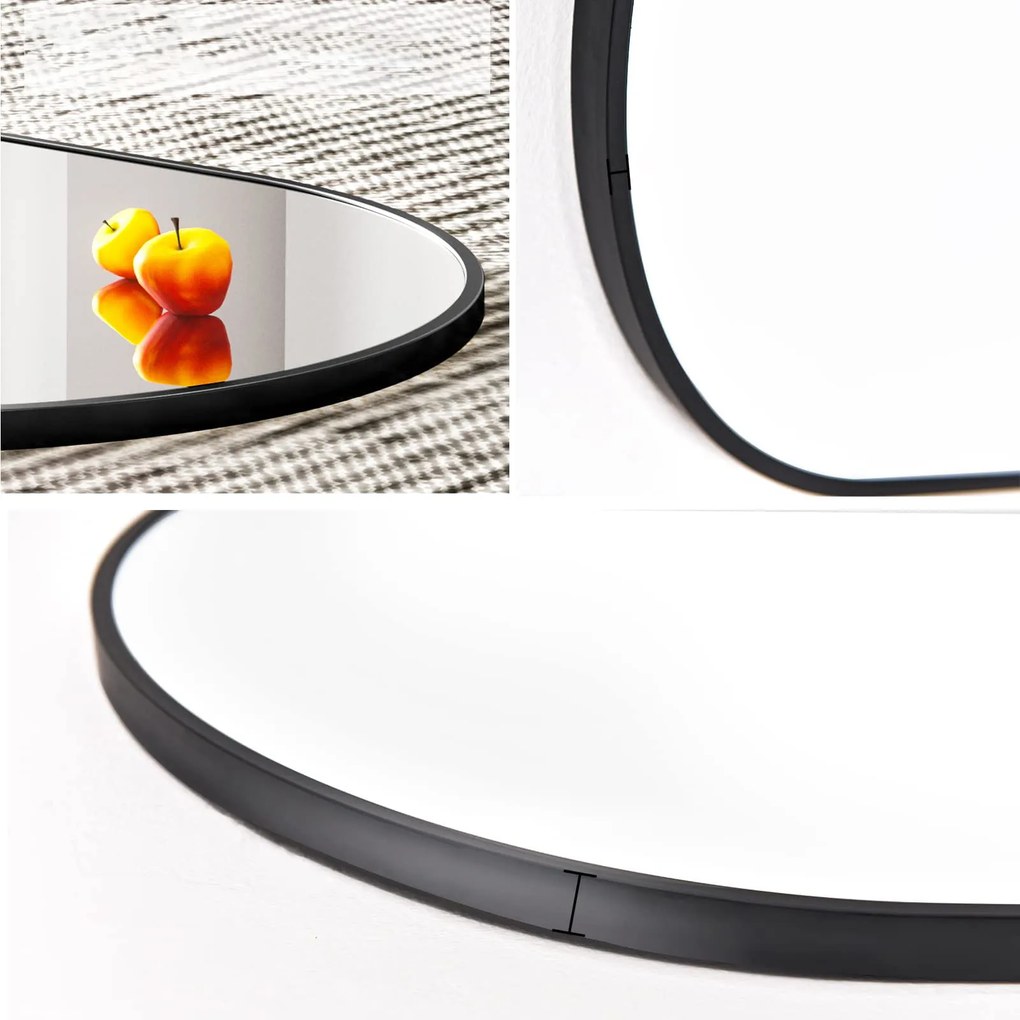 Oglinda ovala de perete OLVANI 80x40 cm cu rama neagra