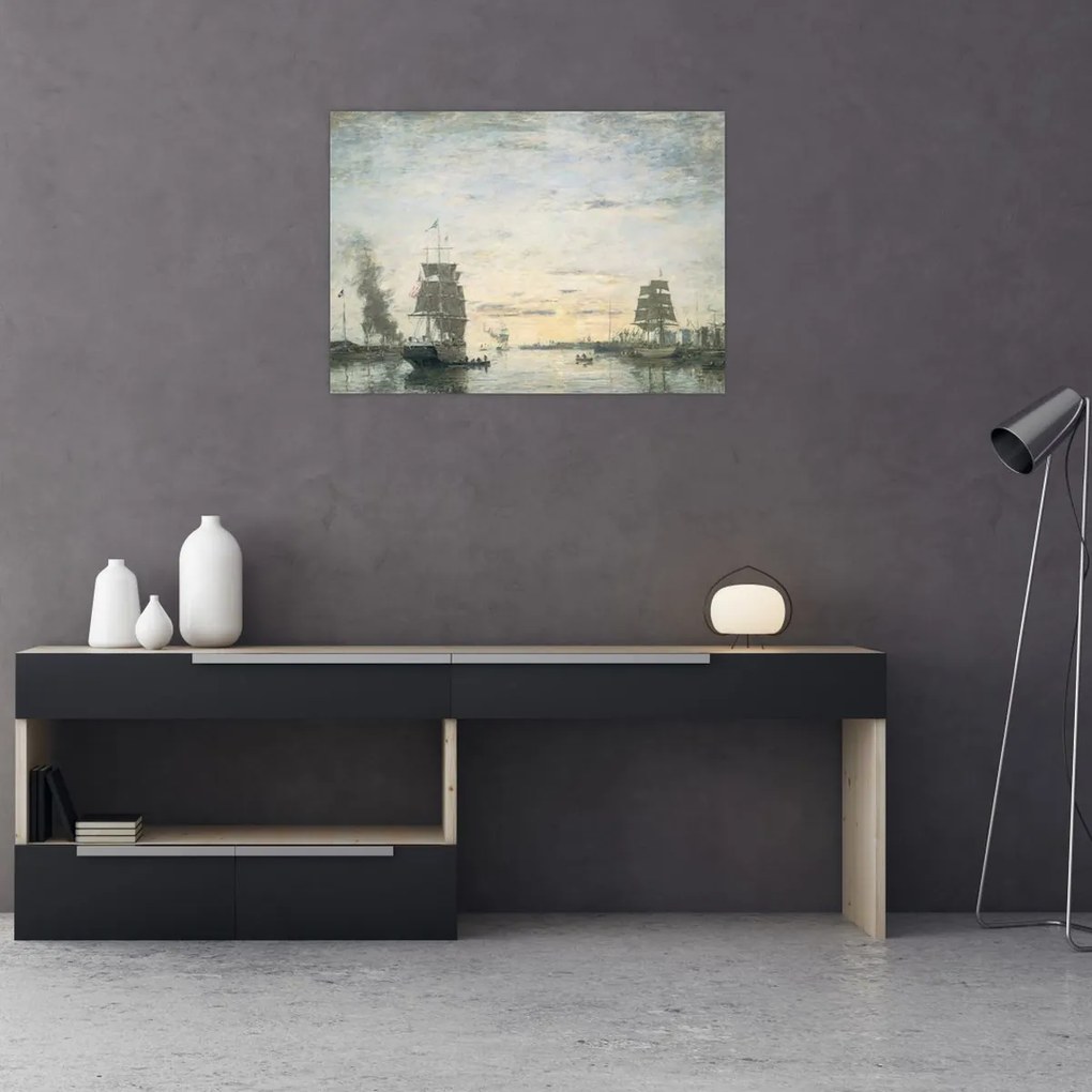 Tablou - Eugène Boudin, Entrance to the Harbor, Le Havre, reproducere (70x50 cm)