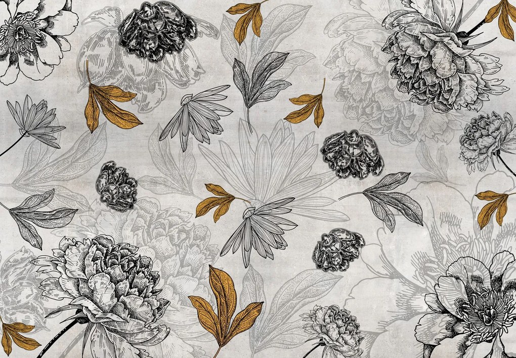 Fototapet - Flori în beton (147x102 cm)