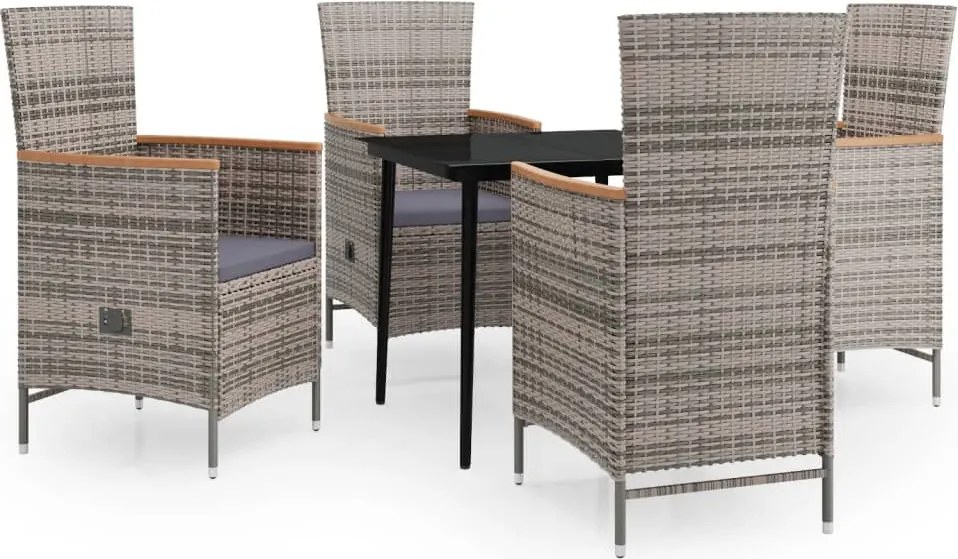 vidaXL Set mobilier pentru grădină cu perne, 5 piese, gri