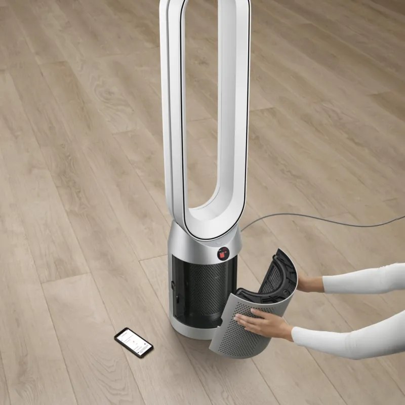 Purificator de aer Dyson Purifier Cool PC1 544901-01, 50 W, 30 m², 287 l/s, 10 viteze, Air Multiplier™, Wi-Fi, Bluetooth, Oscilare, Alb/Argintiu