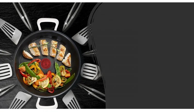 Tigaie wok Tefal G2557172 SHAL26CV M UNLIMITED, 26 cm, Capac, Acoperire antiaderenta, Thermo-Signal, Inductie, Negru