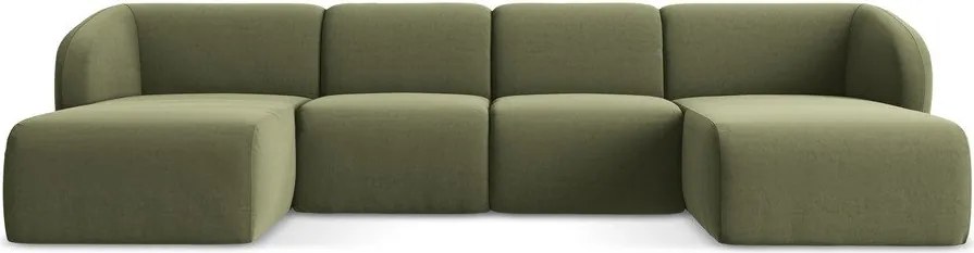 Colțar verde cu tapițerie din catifea (în formă de "U") Lani – Makamii