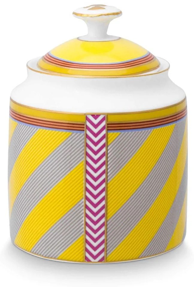 Zaharniță porțelan, Pip Studio, Stripes Yellow, 550ml, colecția Pip Chique