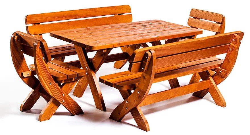 Set mobilier gradina Wien, 160 cm, cu scaune, cires, 8 pers.