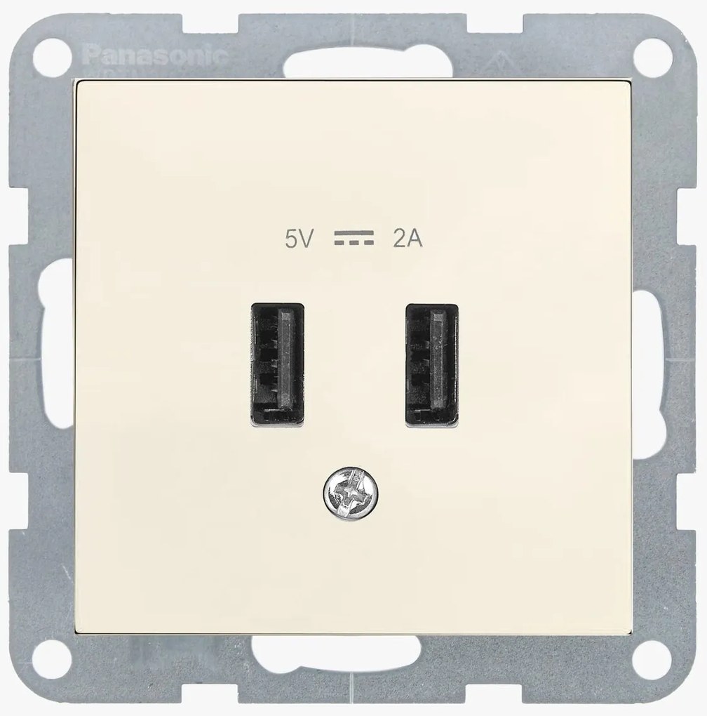 Priza dubla USB A 5V 2A, IP20, Bej, Panasonic Karre Plus 55