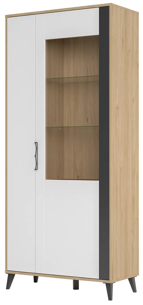 Vitrină Mussun 12 (nuc american jackson + alb mat + grafit mat). 1068197