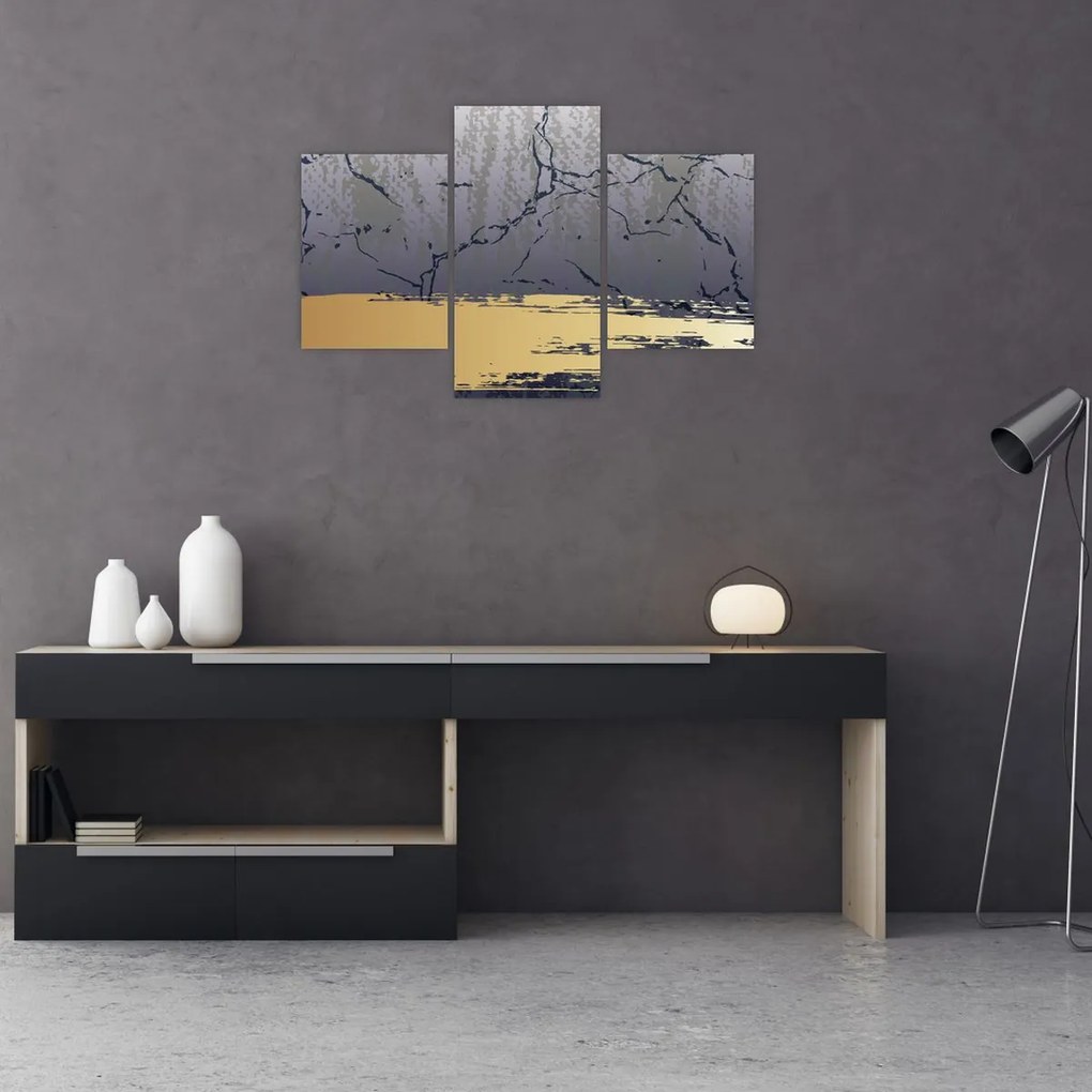 Tablou - Albastru și aur abstracție N⁰1 (90x60 cm)