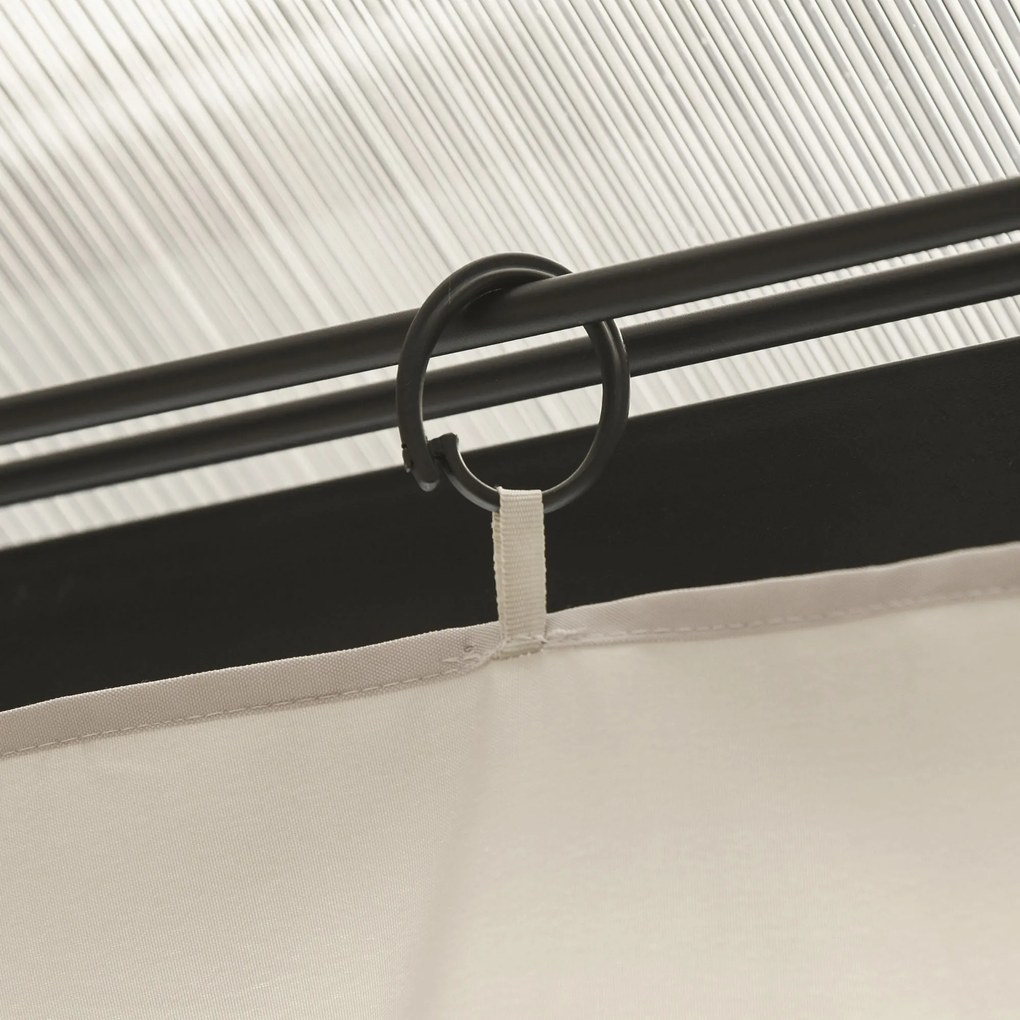 Outsunny 4 perdele de rezervă pentru pavilioane 3x3m, rezistente, pentru stâlpi și șine glisante, fermoar dublu, bej | Aosom Romania