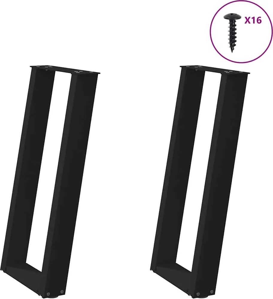 vidaXL Picioare de masă consolă în formă de U, 2 buc., negru, 38x(72-73) cm, oțel