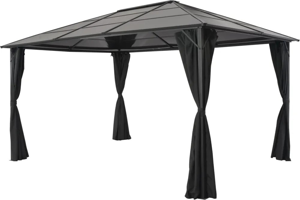vidaXL Pavilion cu perdea, negru, 4 x 3 x 2,6 m, aluminiu