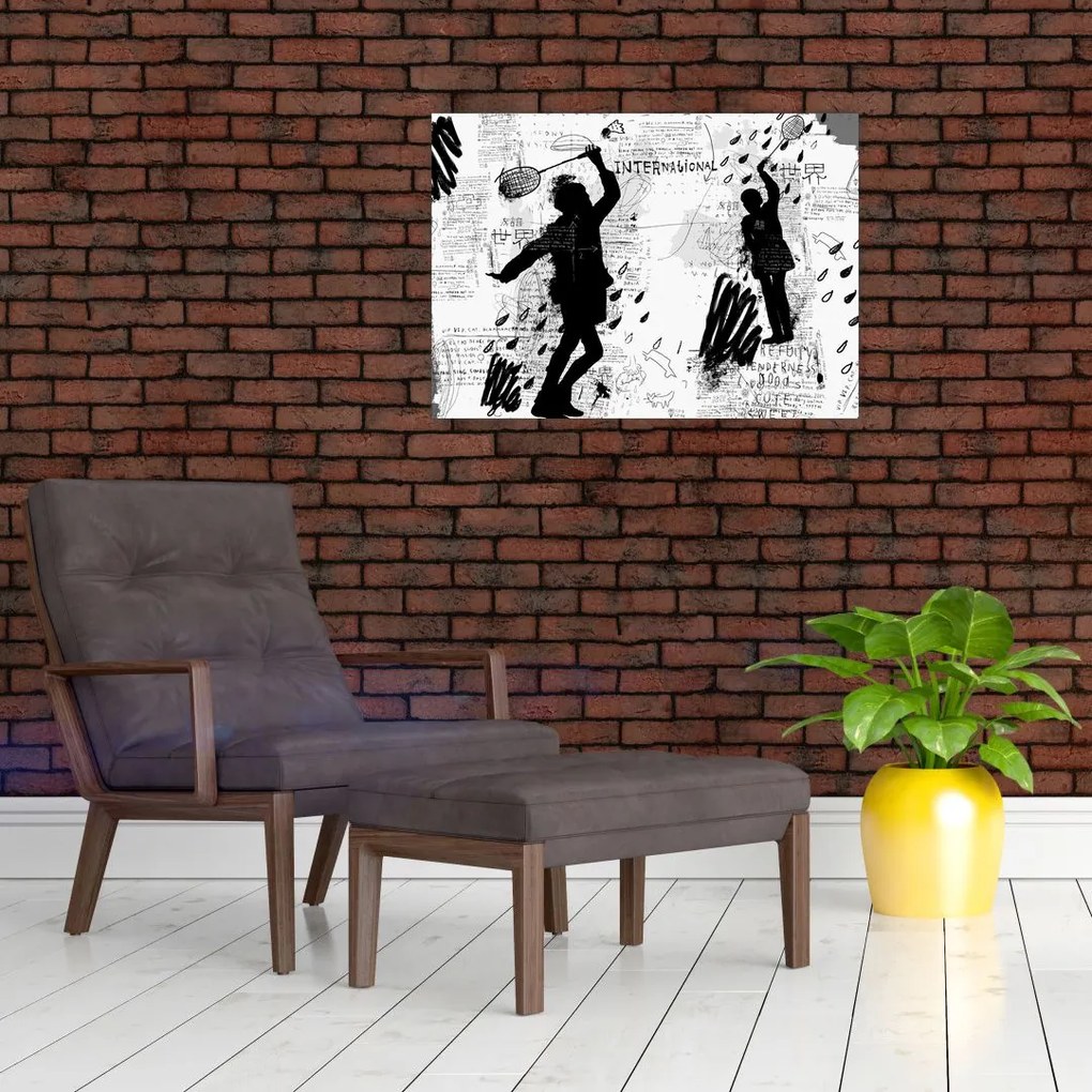 Tablou pe sticlă - Artă stradală - zarvă (70x50 cm)