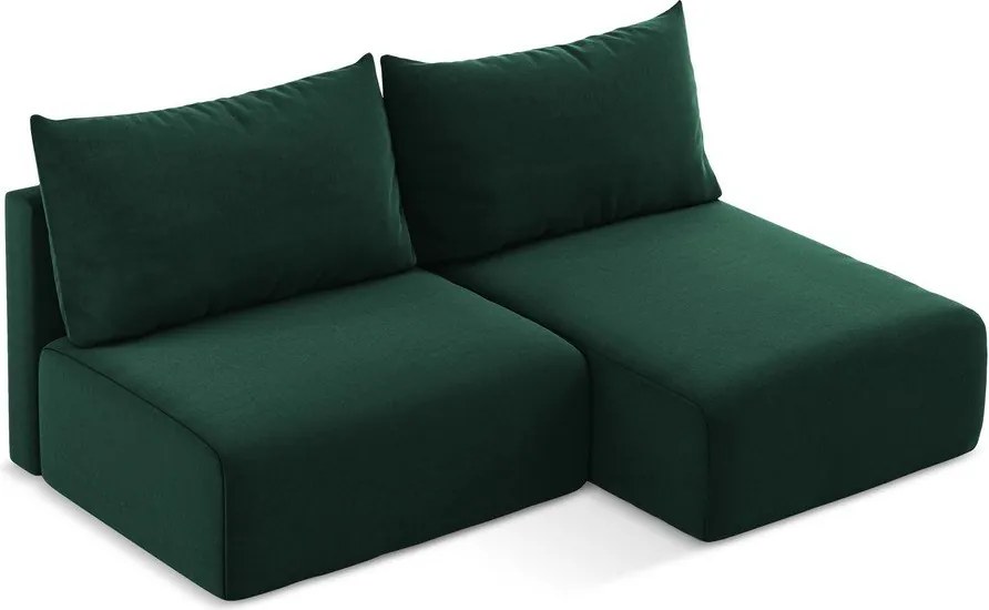 Colțar verde închis extensibil/cu spațiu de depozitare cu tapițerie din catifea (cu colț pe partea dreaptă/cu șezlong) Kalena – Makamii