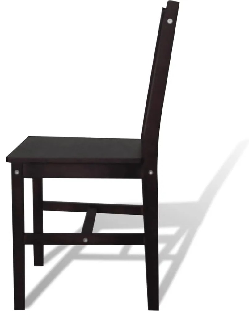 241516 vidaXL Scaune de bucătărie, 2 buc., maro închis, lemn de pin