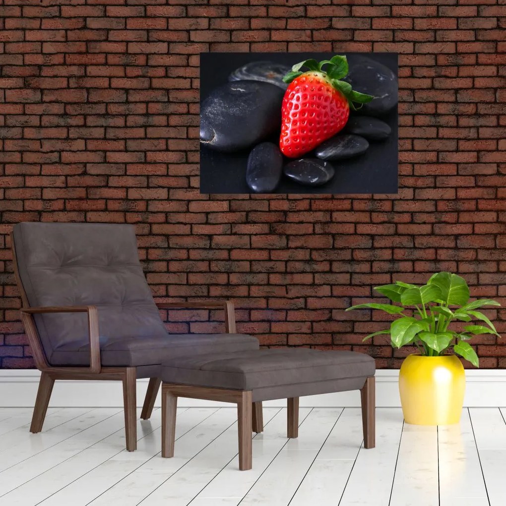 Tablou pe sticlă cu căpșună (70x50 cm)