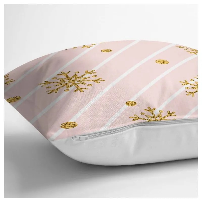 Față de pernă cu model de Crăciun Minimalist Cushion Covers Gold Snowflakes, 42 x 42 cm