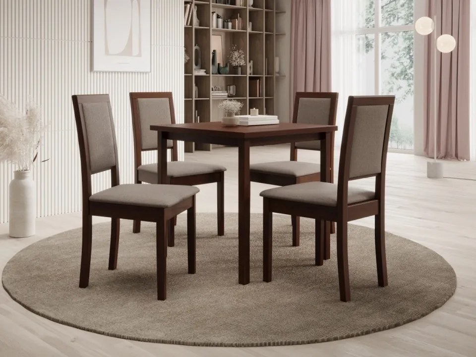 Scaun tapitat, din lemn, Nola XIII, ADRK Furniture (Culoare: Nuc inchis / Opium 85)