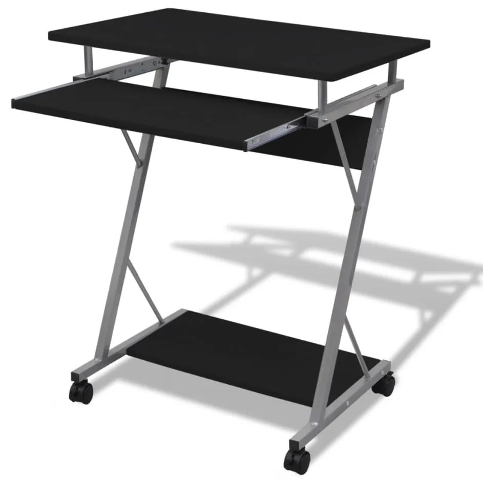 vidaXL Birou pentru studenți cu poliță glisantă, Negru