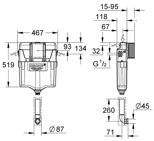 Rezervor wc incastrat Grohe GD2