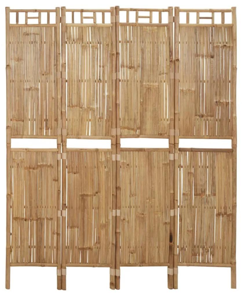 341749 vidaXL Paravan de cameră cu 4 panouri, 160 x 180 cm, bambus