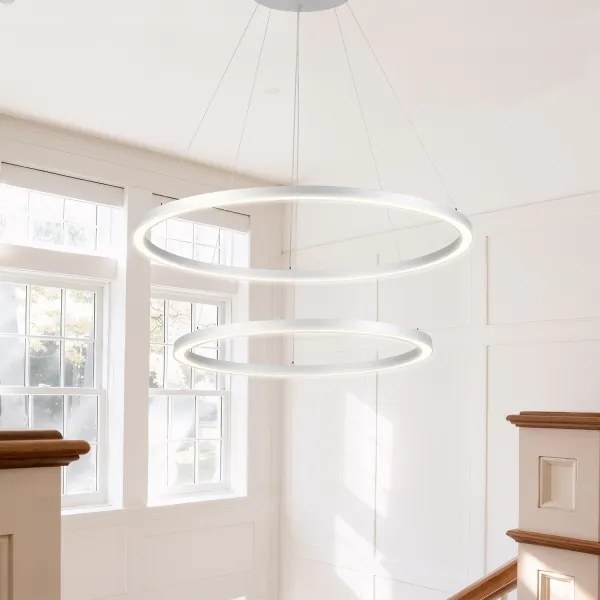 Brilagi-LED Reglabilă, lustra suspendată pe cablu PORTOFINO LED/98W/230V Ø 80 cm, argintie + telecomandă