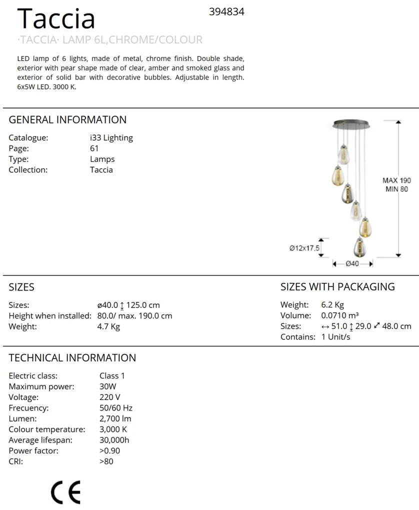 Lustra LED design modern 40cm Taccia 6L SV-394834