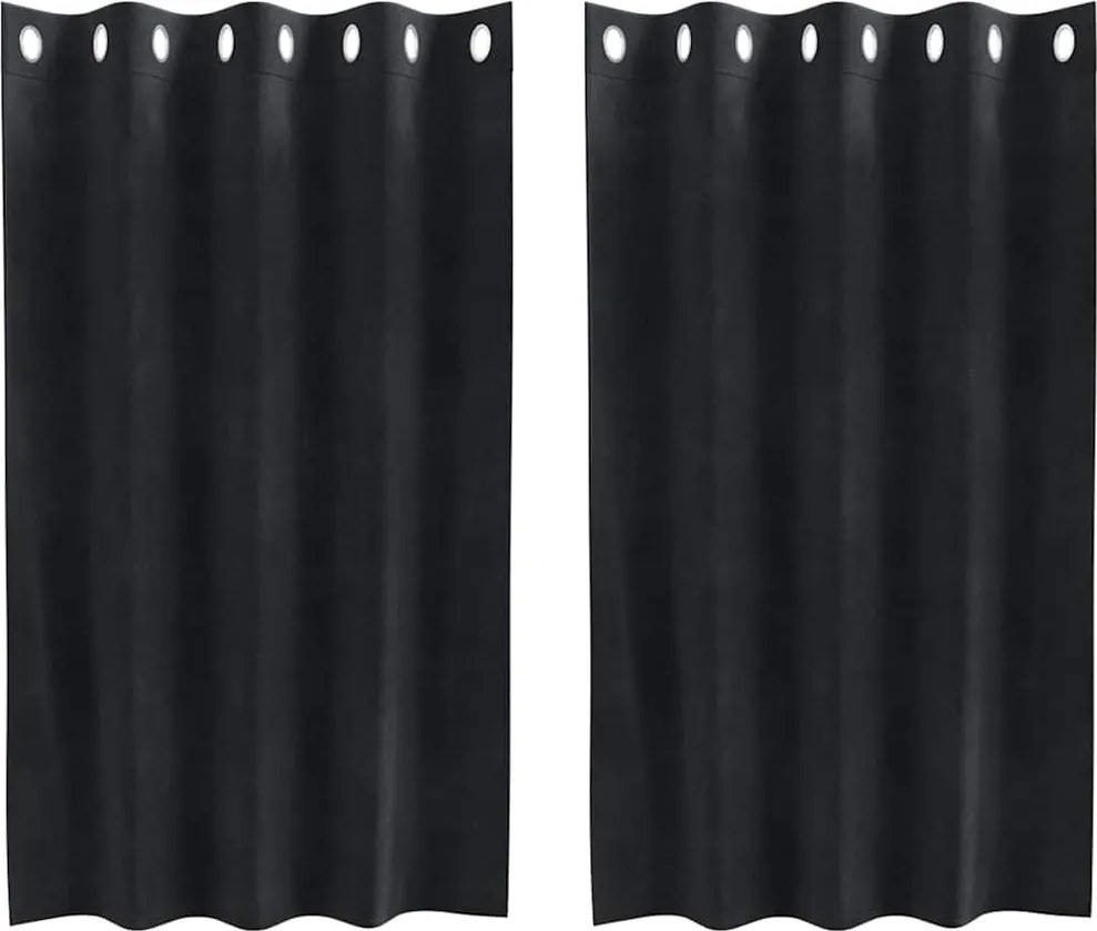 vidaXL Perdele opace 2 pcs Negru 140 x 140 cm Catifea