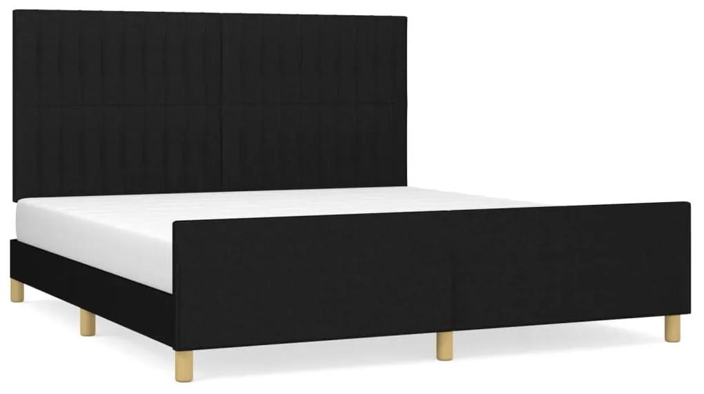 3125237 vidaXL Cadru de pat cu tăblie, negru, 180x200 cm, textil