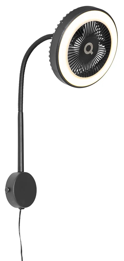Ventilator de perete negru inclusiv LED 2700K - Dores