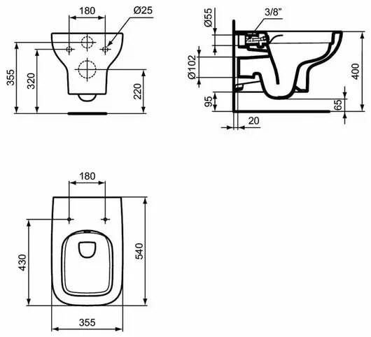 Vas wc suspendat Ideal Standard I.life A rimless alb