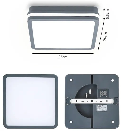 Brilagi - Corp de iluminat LED de exterior cu senzor BENE, LED/24W/230V, 26x26 cm, IP54