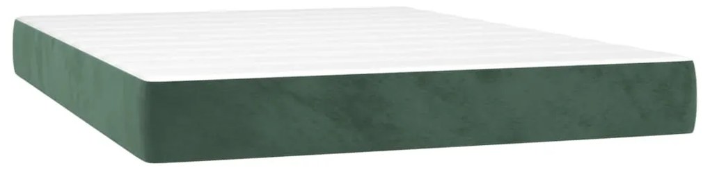 Pat box spring cu saltea, verde inchis, 140x190 cm, catifea Verde inchis, 140 x 190 cm, Design simplu