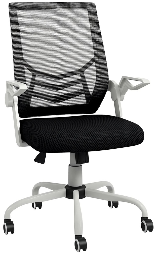 Vinsetto Scaun de Birou Ergonomic cu Înălțime Reglabilă și Brațe Rabatabile Pivotant la 360°, 62,5x55x94-104 cm, Negru | Aosom Romania