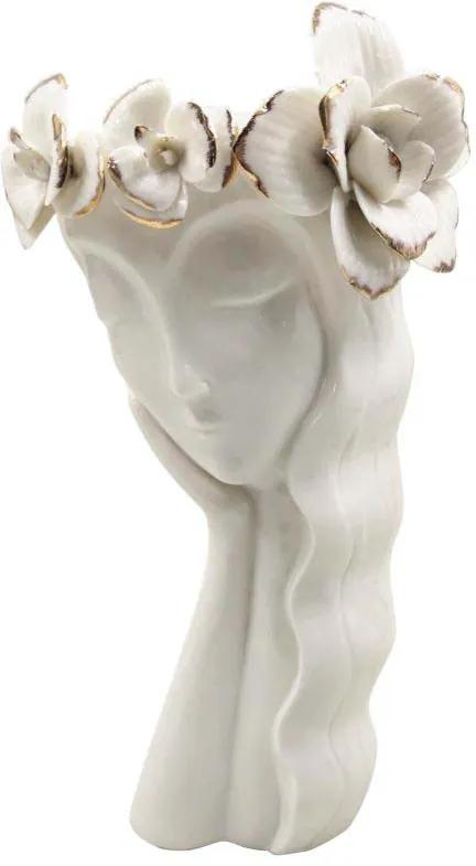 Vază decorativă Beata, 29x14,8x13 cm, portelan, alb/ auriu