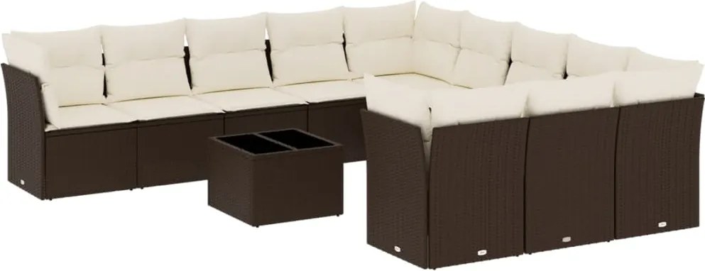 vidaXL Set canapele de grădină cu perne, 12 piese, maro, poliratan