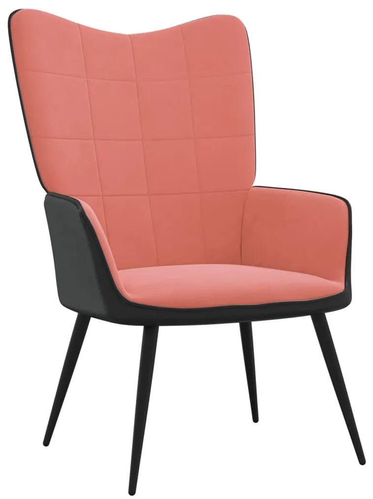 327813 vidaXL Scaun de relaxare, roz, catifea și PVC