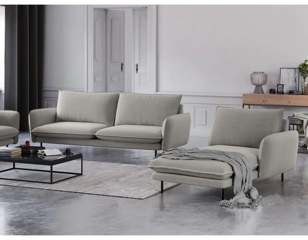 Șezlong divan cu cotieră pe partea dreaptă Cosmopolitan Design Vienna, gri deschis