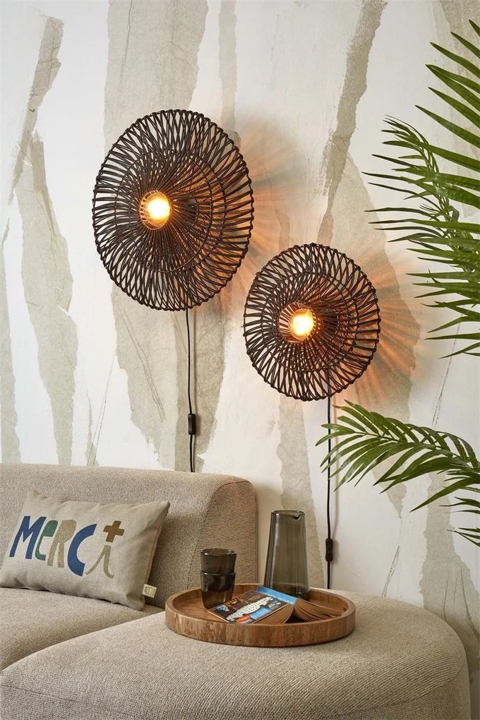 Aplica de perete eco din ratan Zanzibar flat 40cm S, bl