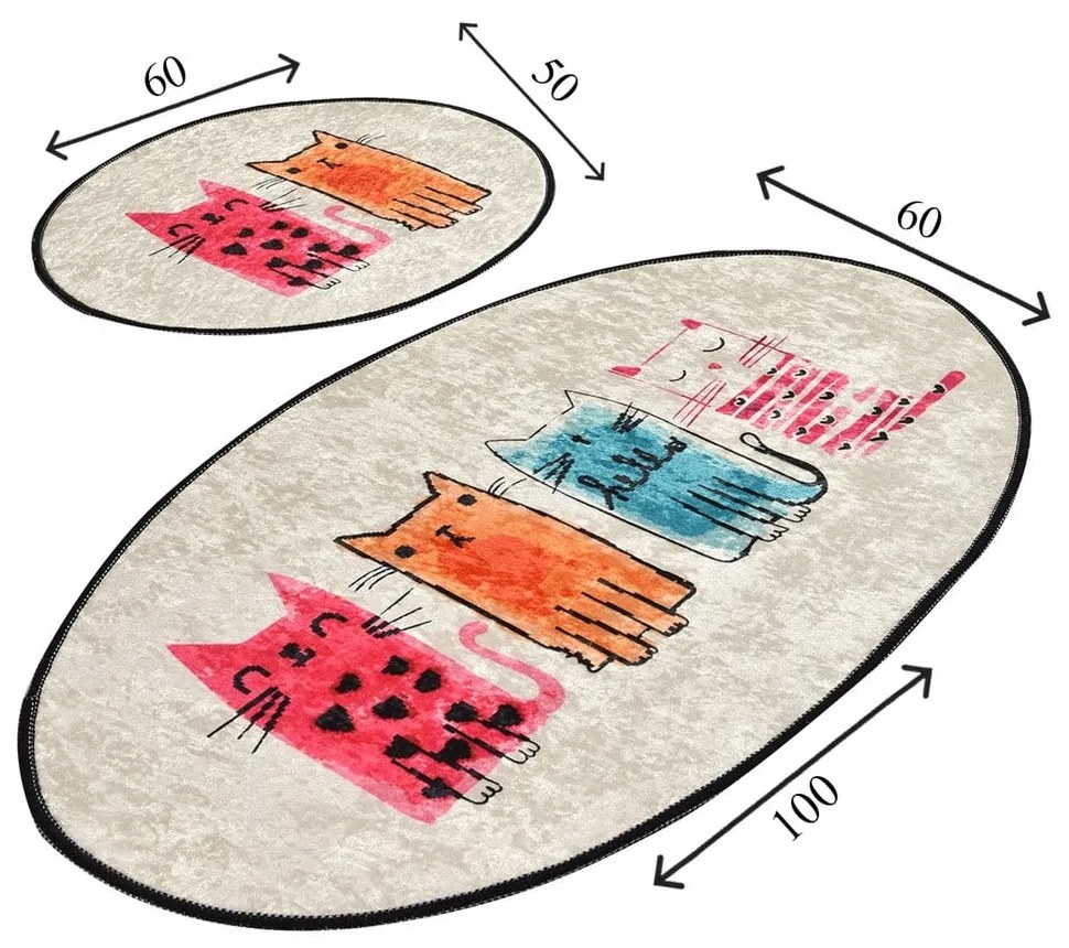 Covorașe de baie maro deschis 2 buc. 60x100 cm Baby Cats – Foutastic