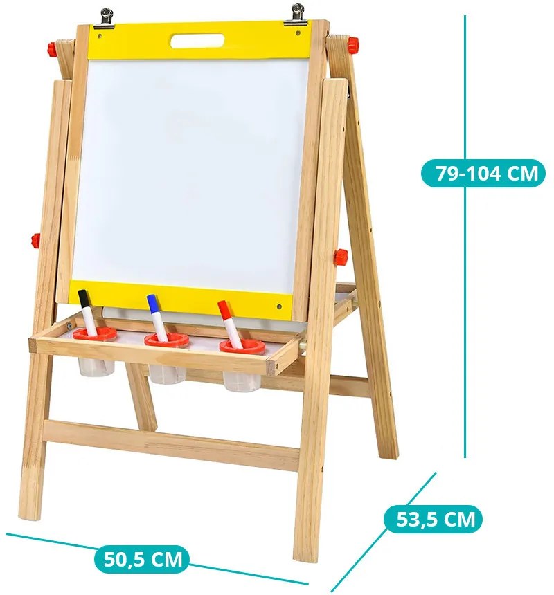 Tablă de desen din lemn 3 în 1 pentru copii