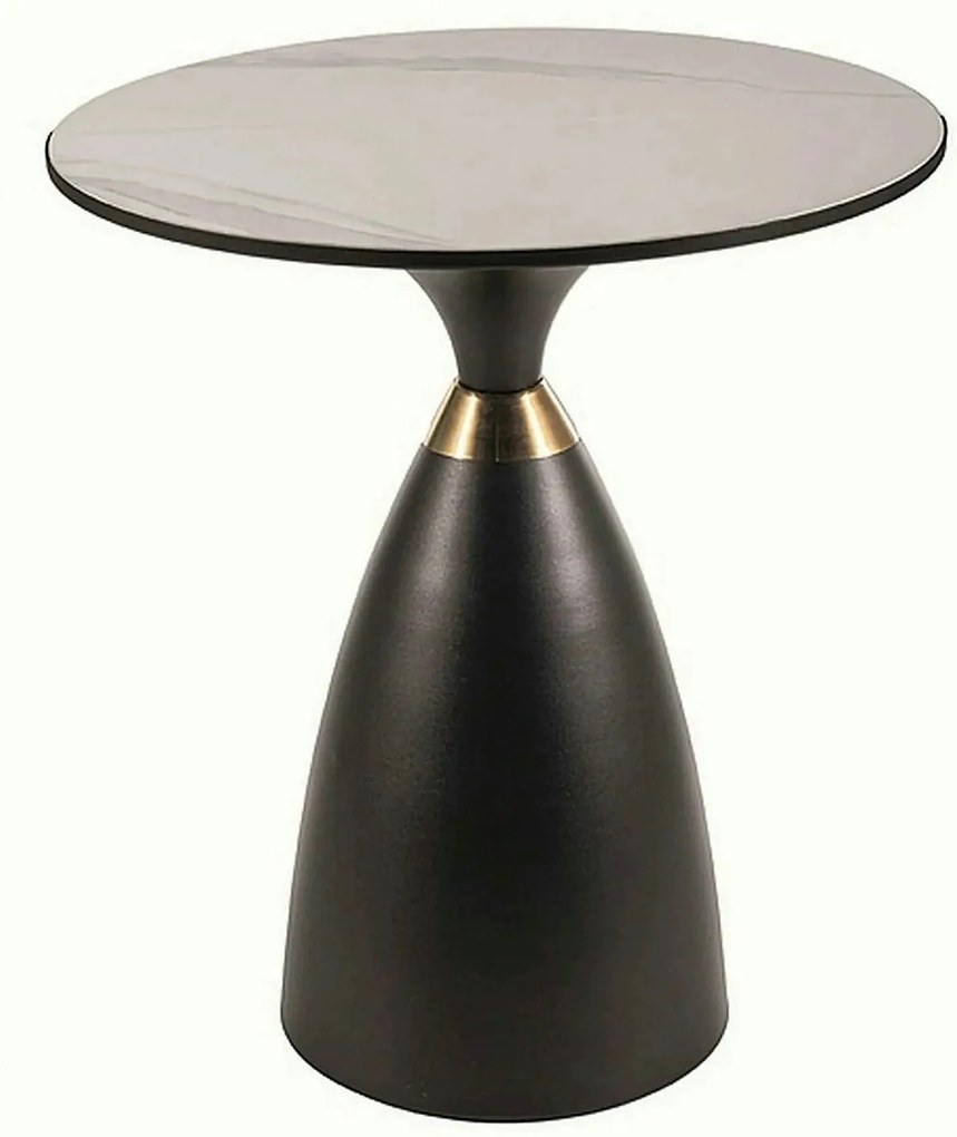 Masuta cafea GEMINI, alb lucios/negru mat, ceramica/metal, 50x56 cm